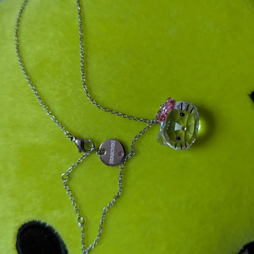 Hello Kitty X Swarovski Necklace Kitty Head Clear Pink Bow - Picture 3 of 8